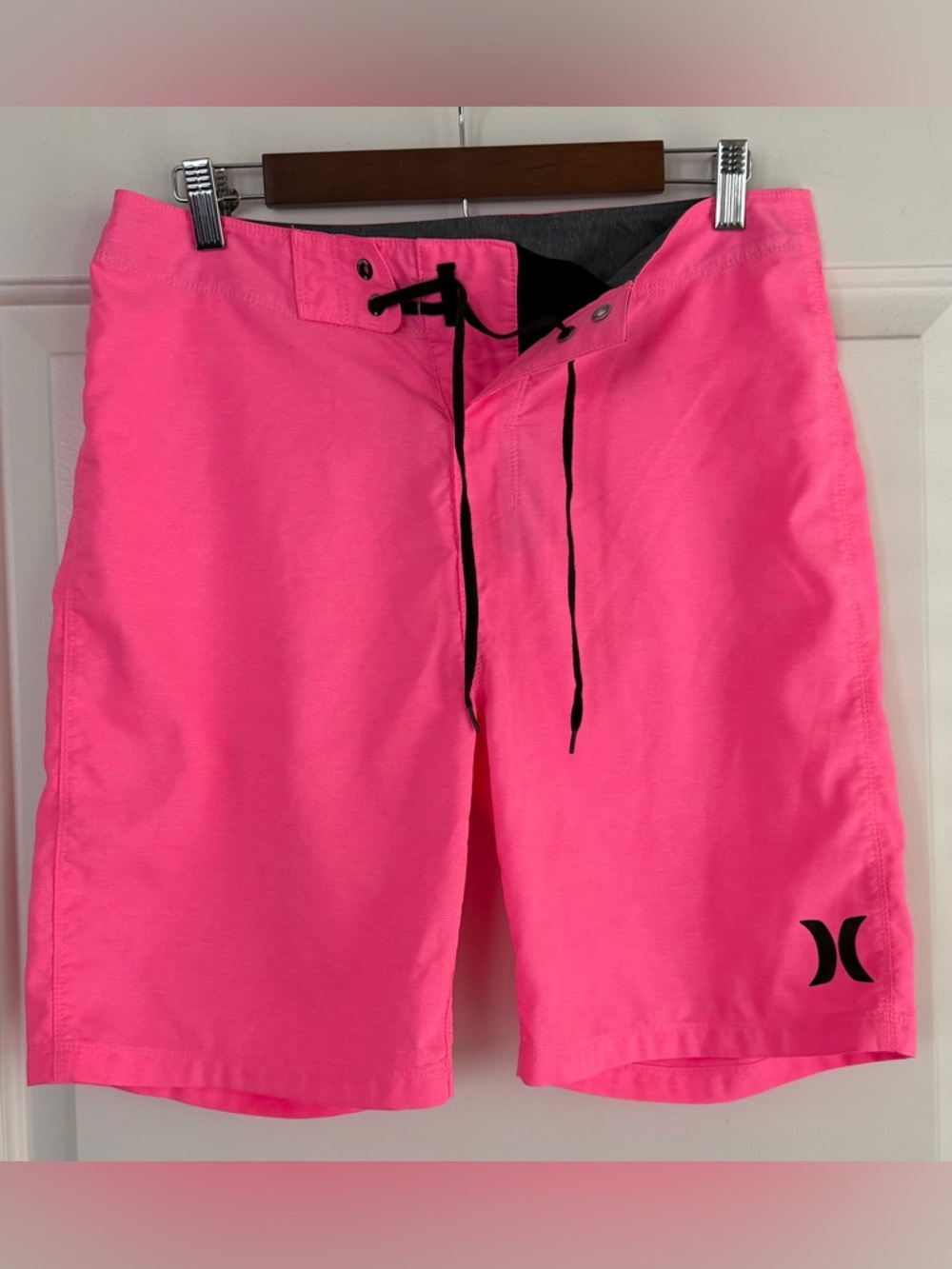 Hurley One and Only Men’s Hot Pink Board Shorts with Black Drawstring